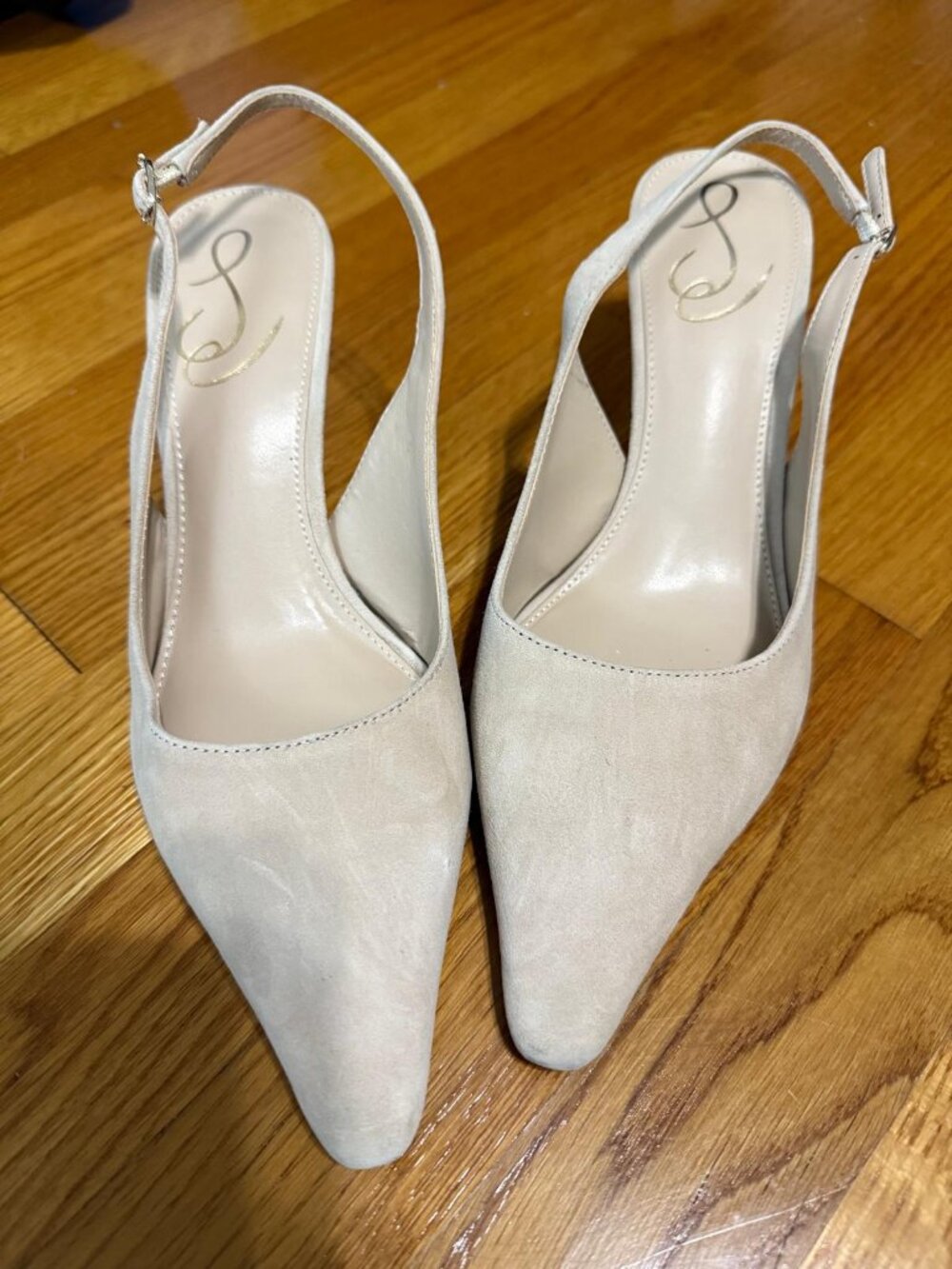 Sam Edelman Bianka Slingback Pump Cappuccino Kitten Heel Snip Toe - Size 7